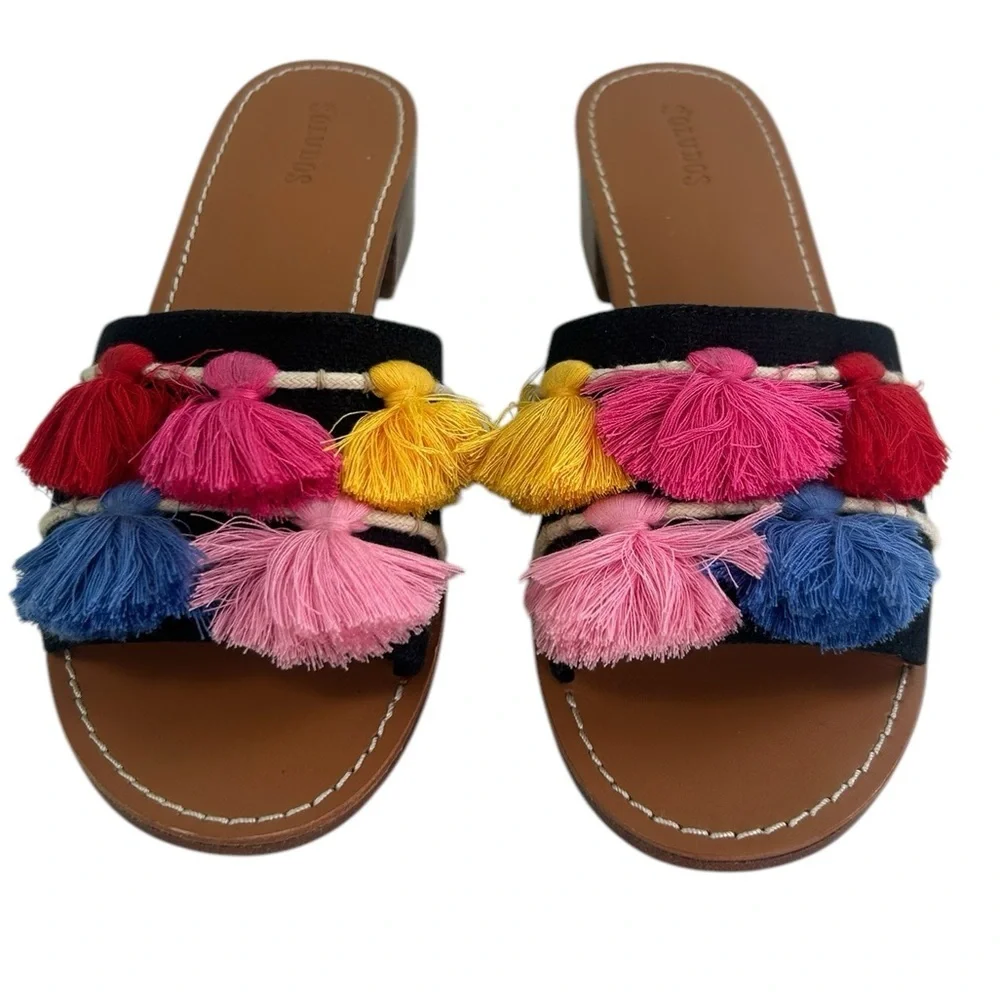 Soludos Anthropologie Tassel City Slide Mule Fiesta Bohh Shoes Womens 8 Festival